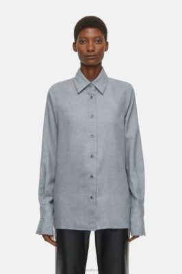 CLOSED France | CLOSED Chemise de chemise avec de la laine vierge femmes T0V0467 mélange gris foncé