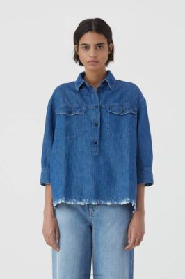 CLOSED France | CLOSED Chemisier en coton et en lin femmes T0V01542 mi-bleu