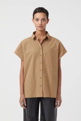 CLOSED France | CLOSED Chemisier en coton à manches courtes femmes T0V01612 noix de muscade