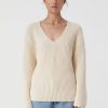 CLOSED France | CLOSED Coton biologique en V-Sweater femmes T0V0392 ivoire