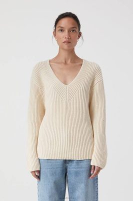 CLOSED France | CLOSED Coton biologique en V-Sweater femmes T0V0392 ivoire