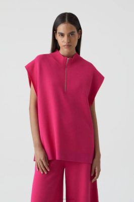 CLOSED France | CLOSED Half Zip sans manches femmes T0V01517 rose de framboise
