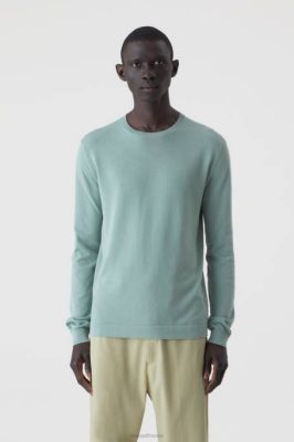 CLOSED France | CLOSED Pull à cou à l'équipage en coton hommes T0V02054 agave bleu