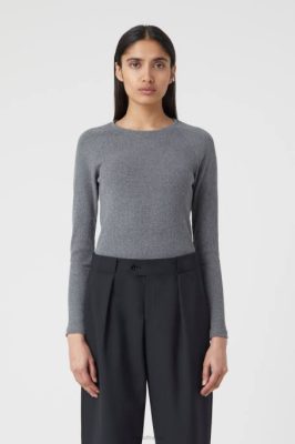 CLOSED France | CLOSED Raglan Longsleeve femmes T0V01734 mélange gris foncé