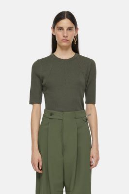 CLOSED France | CLOSED Rib Tricot Shirt femmes T0V0415 vert de l'armée