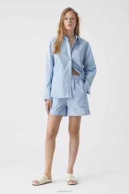 CLOSED France | CLOSED Shorts boxer rayés femmes T0V01404 ciel du matin bleu