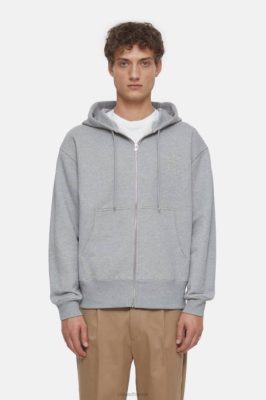 CLOSED France | CLOSED Sweat à capuche zip-up du logo hommes T0V01072 mélange gris clair