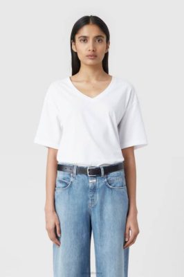 CLOSED France | CLOSED T-shirt à col en V de base femmes T0V01638 blanc