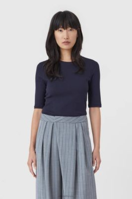 CLOSED France | CLOSED T-shirt en coton et modal femmes T0V01631 nuit sombre