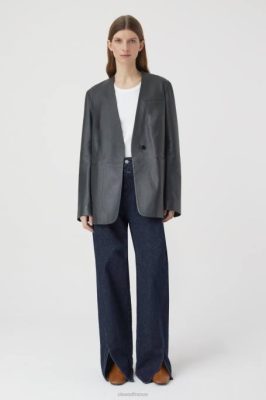 CLOSED France | CLOSED blazer en cuir femmes T0V0305 charbon de bois