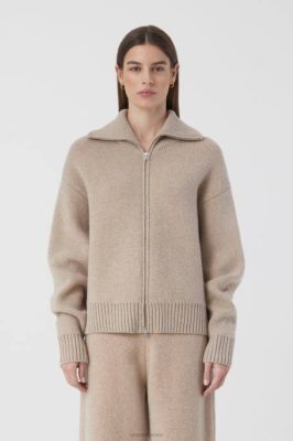 CLOSED France | CLOSED cardigan avec col roulé femmes T0V0355 chino beige
