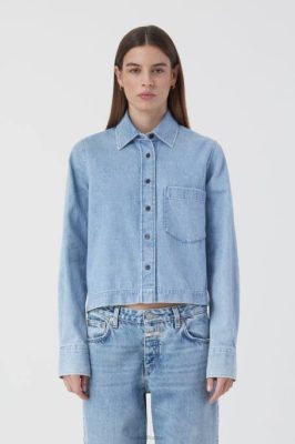 CLOSED France | CLOSED chemise en jean recadré femmes T0V0429 mi-bleu