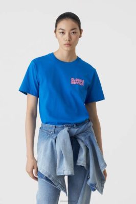 CLOSED France | CLOSED chemise imprimée femmes T0V01726 bleu océanique