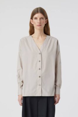 CLOSED France | CLOSED chemisier en coton femmes T0V0473 plâtre beige