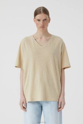 CLOSED France | CLOSED col en V surdimensionné femmes T0V01698 roseau beige