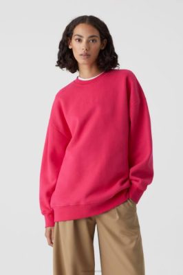 CLOSED France | CLOSED cou d'équipage surdimensionné femmes T0V01713 rose de framboise