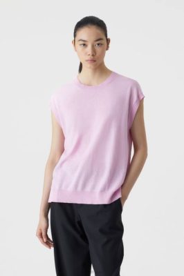 CLOSED France | CLOSED gilet de pull en lin et en coton femmes T0V01508 dahlia rose