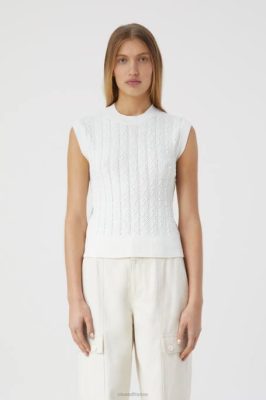 CLOSED France | CLOSED gilet de pull en tricot fin femmes T0V01512 ecru