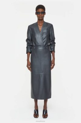 CLOSED France | CLOSED jupe en cuir nappa femmes T0V0616 charbon de bois