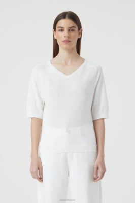 CLOSED France | CLOSED manches courtes avec le col en V femmes T0V01491 blanc