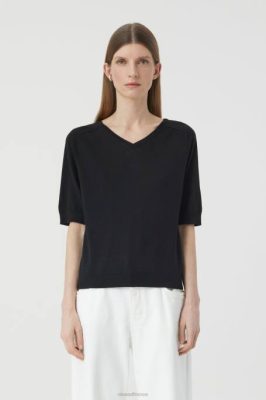 CLOSED France | CLOSED manches courtes avec le col en V femmes T0V01492 noir