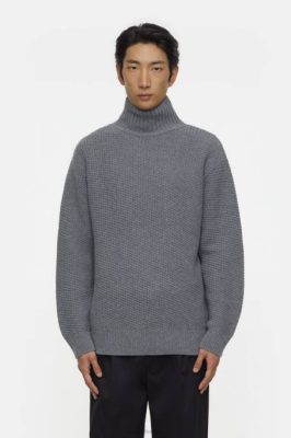 CLOSED France | CLOSED pull à col roulé hommes T0V0908 mélange gris foncé