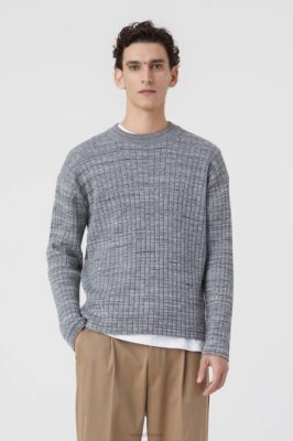 CLOSED France | CLOSED pull de nervure de mouline hommes T0V0955 gris cendré