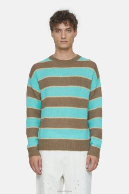 CLOSED France | CLOSED pull en tricot rayé hommes T0V0951 vert vitré