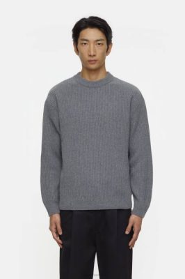 CLOSED France | CLOSED pull tricoté hommes T0V0904 mélange gris foncé