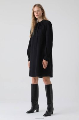 CLOSED France | CLOSED robe de crêpe en coton femmes T0V01766 noir