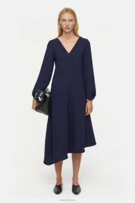 CLOSED France | CLOSED robe de crêpe maxi femmes T0V0597 nuit sombre