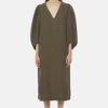CLOSED France | CLOSED robe en lin en soie femmes T0V0602 vert de l'armée