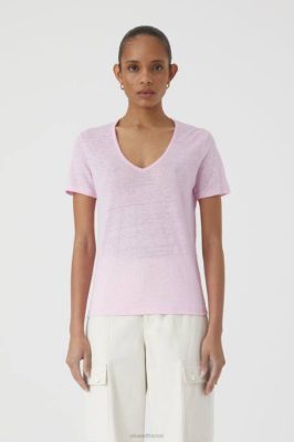 CLOSED France | CLOSED t-shirt en lin femmes T0V01635 dahlia rose