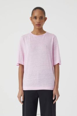 CLOSED France | CLOSED t-shirt en lin femmes T0V01648 dahlia rose