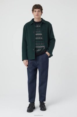 CLOSED France | CLOSED veste de mixage en laine hommes T0V0892 vert fougère