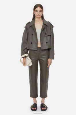 CLOSED France | CLOSED veste en cuir recadré femmes T0V0292 vert de l'armée